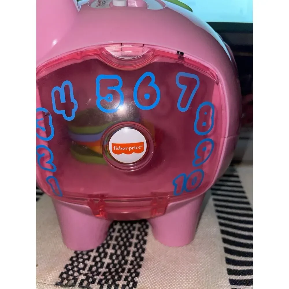 Fisher Price Laugh & Learn Pink Musical Smart Stages Piggy Bank Pink With Coins